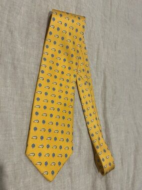 Les Copains Yellow Silk Tie with Blue Motif